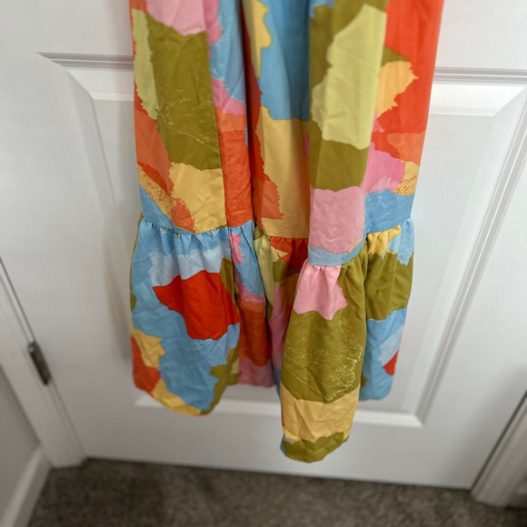 Absolutely stunning abstract printed shades of Donna Morgan's belted maxi Sz 4 - Picture 5 of 8